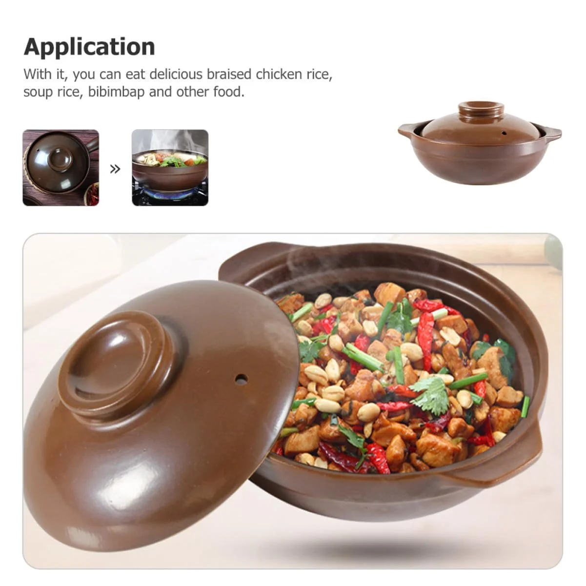 Керамическая кастрюля для супа VALICLUD с боковыми ручками термостойкая, фото №3