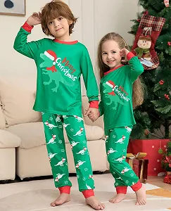Рождественская пижама для мальчиков хлопковая, с длинными рукавами synthetic.ua - Фото 1