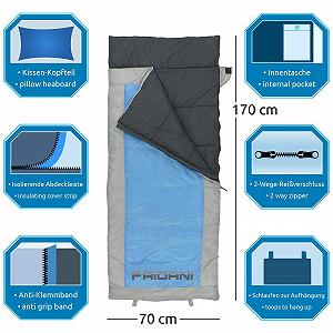 Дитячий спальний мішок Fridani QB 170 x 70см ковдровий +6 °C Синій synthetic.ua - Фото 1