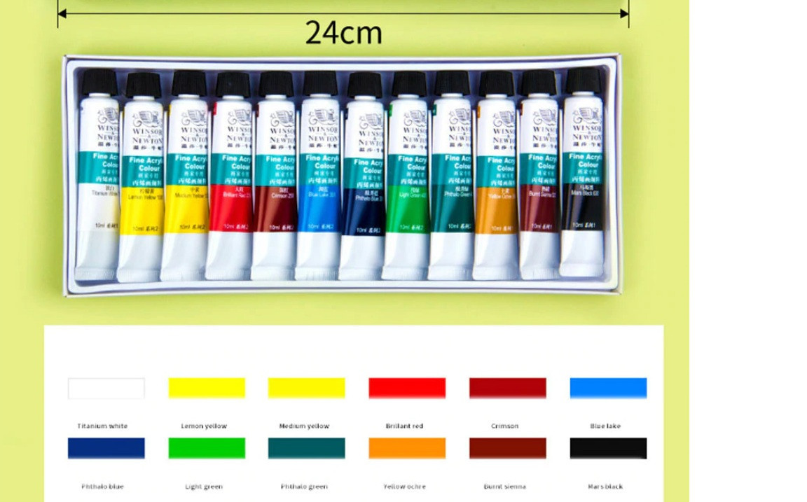 Професійний набір акрилових фарб Winsor Newton 12 10 мл WN-A083/12 MB MS, фото №2