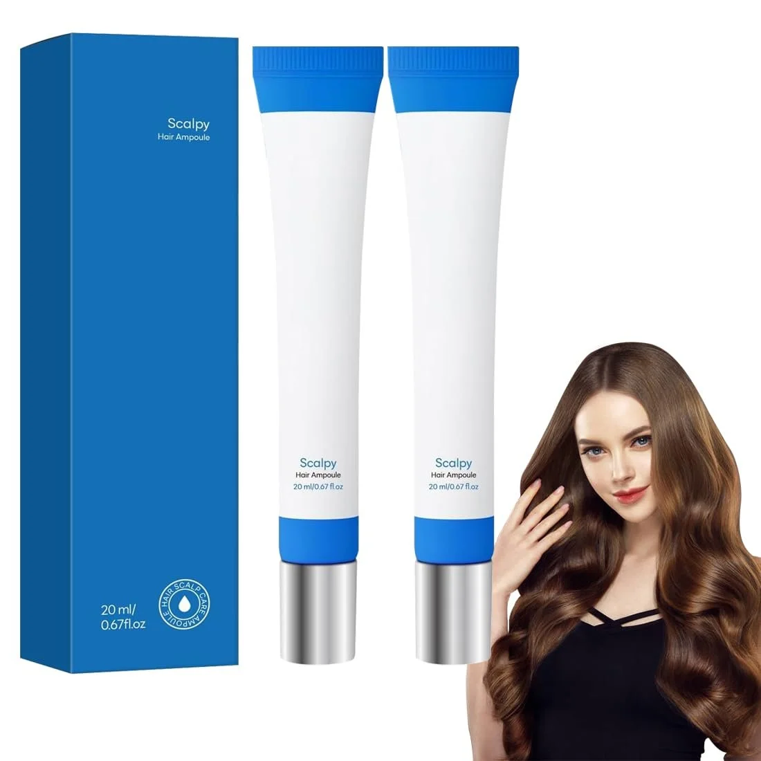 Ампула для волосся охолоджуюча, 2 шт. Сироватка для волосся з роликовим аплікатором, фото №1