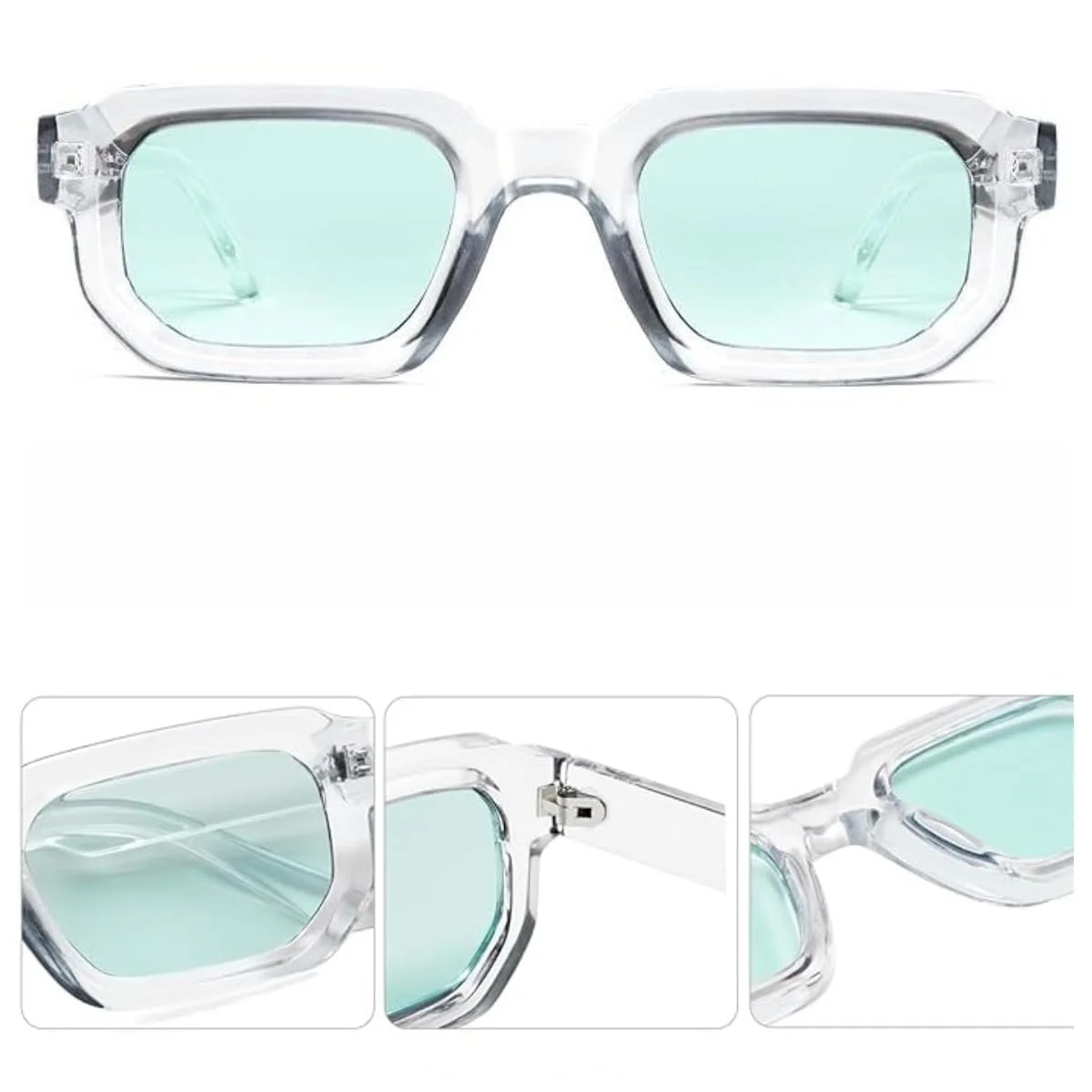 Вінтажні прямокутні сонцезахисні окуляри для жінок і чоловіків WDZAYXC Прямокутні, фото №2