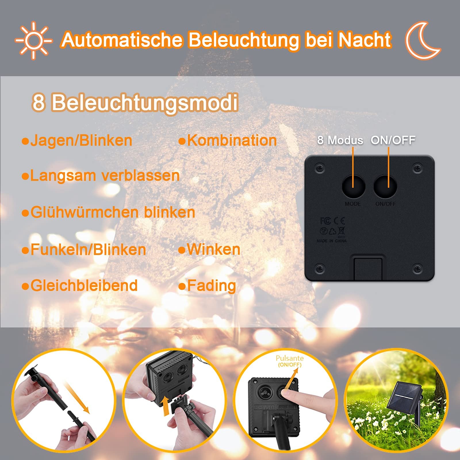 Гирлянда Gcstnn Солнечная 5 m 50 LED Медная Проволока Теплый Белый, 2 шт, фото №3