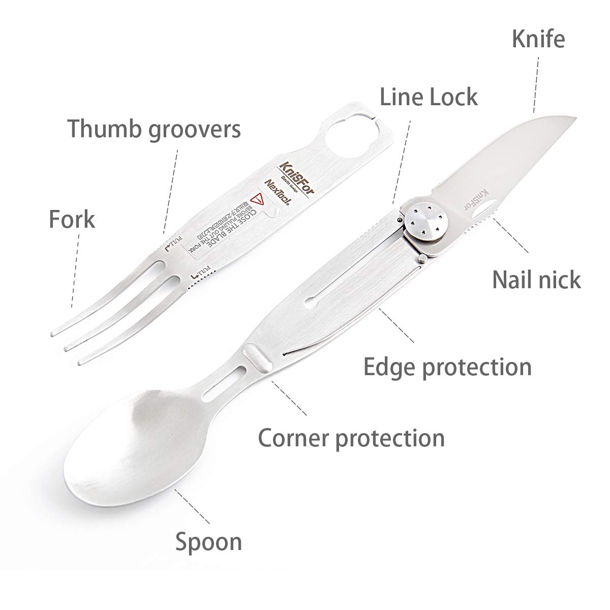 Прибор KniSFor KT5011 Utensil Tool 3-в-1 Нож Ложка Вилка, фото №2