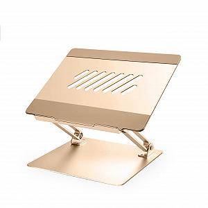 Подставка для ноутбука складаная Generisch регулируемая алюминиевая легкая и прочная, совместима с ноутбуками до 17 дюймов (золотая) - Фото 1