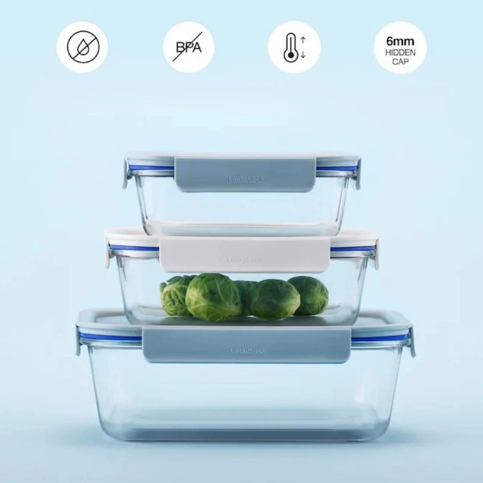 Контейнер для зберігання продуктів LocknLock Oven Glass боросилікатне скло до 400°C з кришкою 2 л, фото №4 Контейнер для зберігання продуктів LocknLock Oven Glass боросилікатне скло до 400°C з кришкою 2 л, фото №4