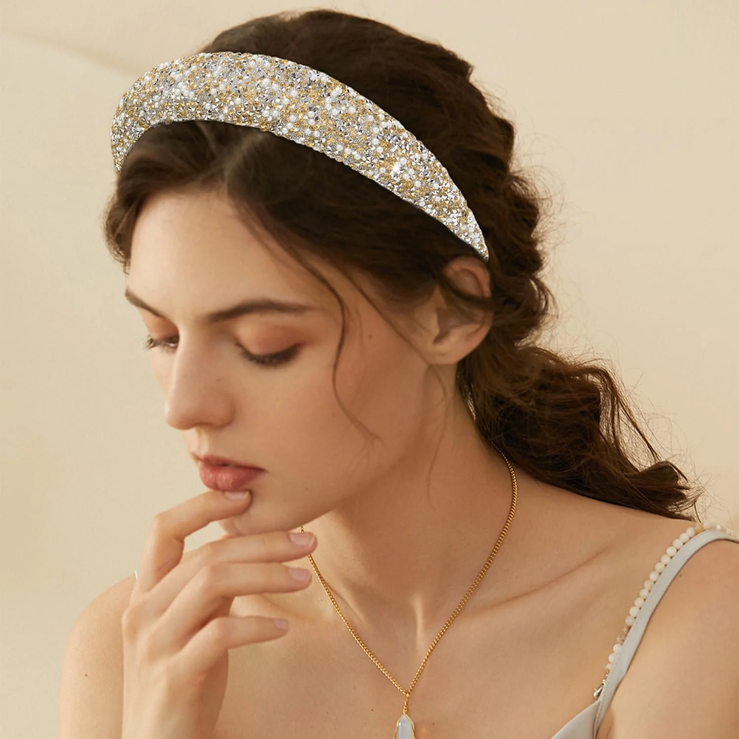 Обруч для волосся з перлами та стразами, фото №5 Обруч для волосся з перлами та стразами, фото №5