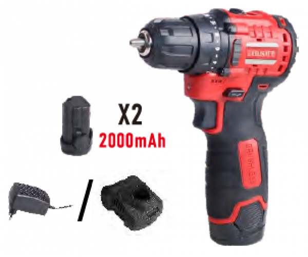 Дриль-шурупокрут акум DS12/38BL, 12В 38Нм 2шв +акум.2Аг-2шт, зарядний пристрій, фото №1