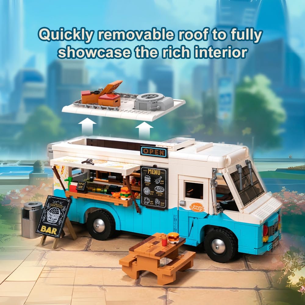 Набір для будівництва PANTASY Nostalgic Food Truck Retro Step Van для підлітків і дорослих Колекційна модель, фото №4