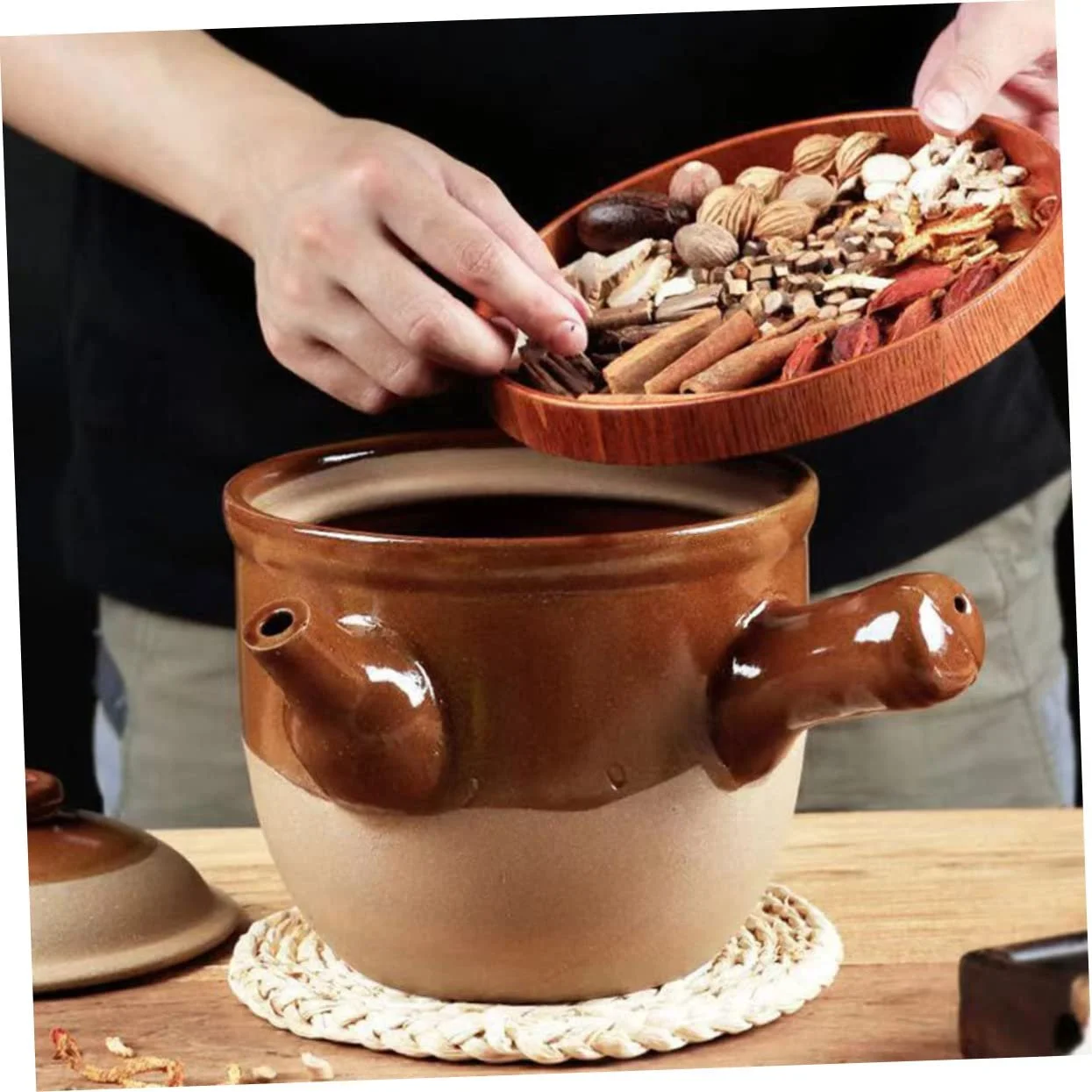 Горщик для ліків Gatuida Clay для газових плит, термостійкий з ергономічною ручкою, 1.5 л, фото №4