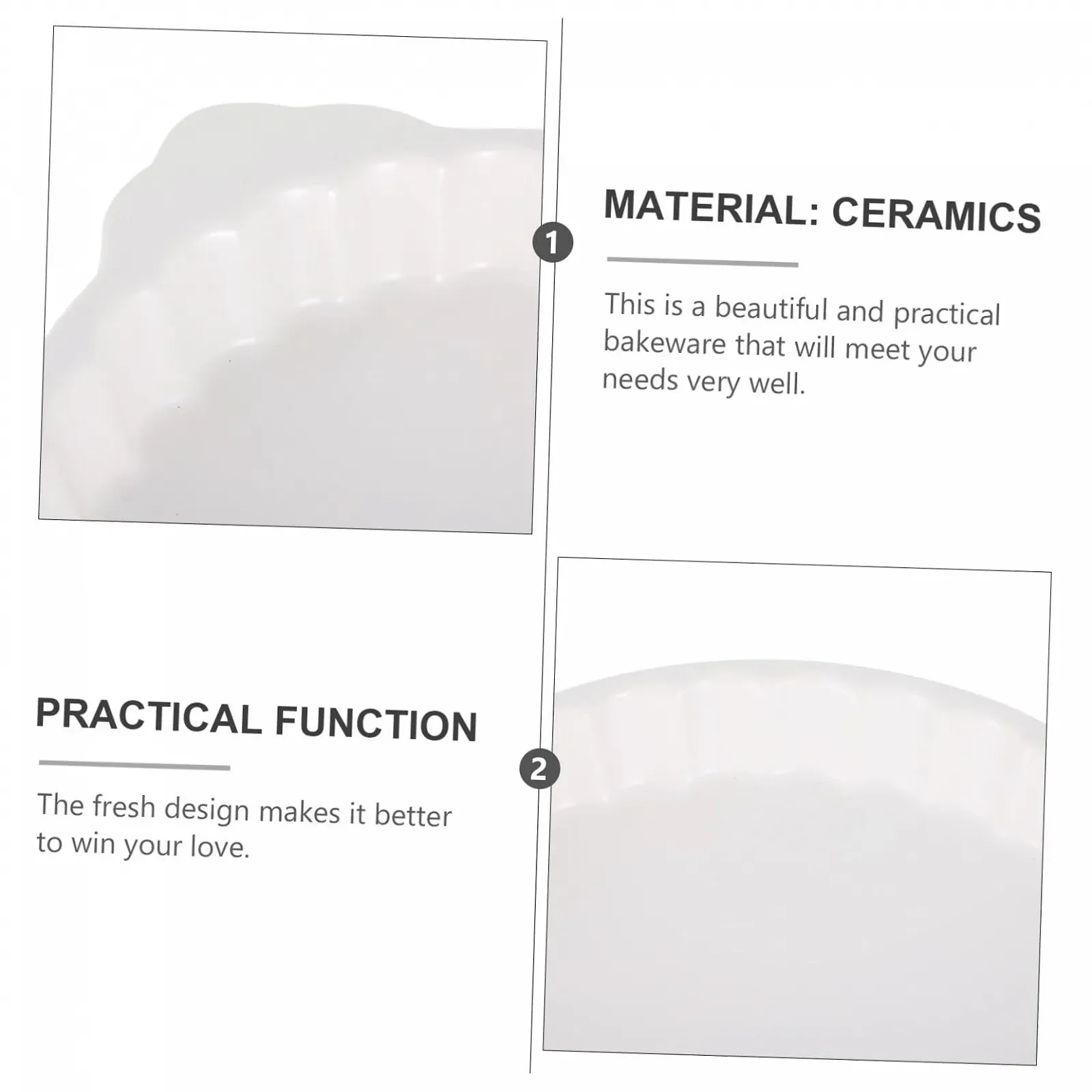 Форма для запекания керамическая с двойными ручками круглая белая ретро стиль, фото №7 Форма для запекания керамическая с двойными ручками круглая белая ретро стиль, фото №7