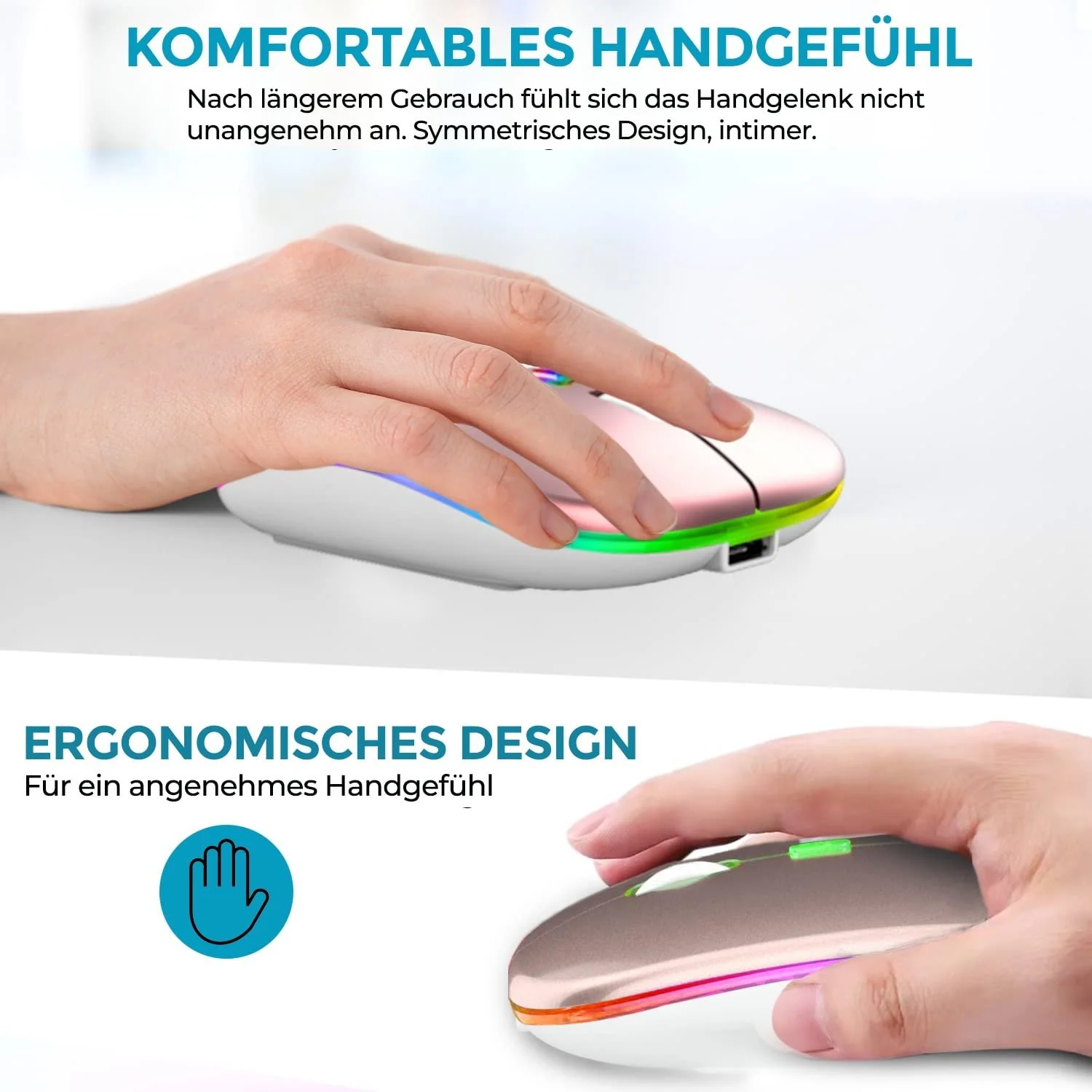 Мышь беспроводная GLOBAL TECH USB 2.4G Розовое золото, фото №5