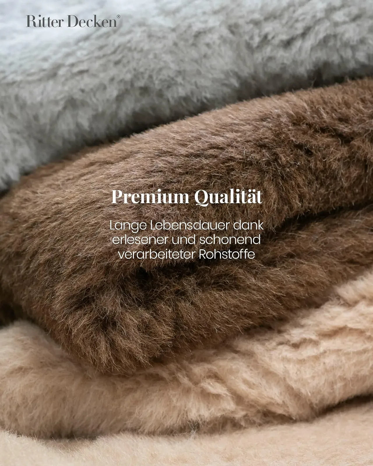 Покривало Ritter Decken La Paz Alpaca, 140 x 220 см, кремово-верблюжий, фото №4