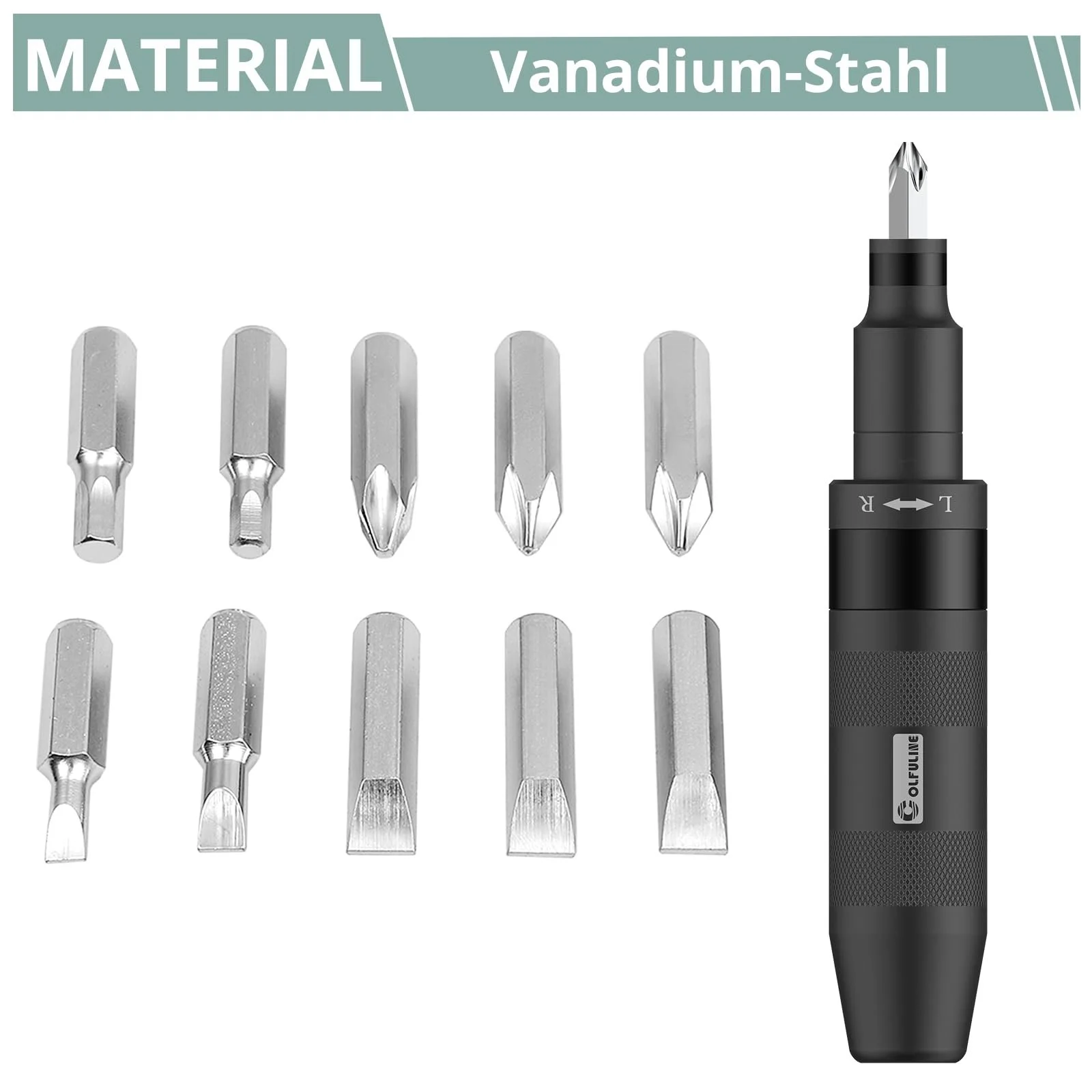 Набір ударних викруток COLFULINE 1/2 дюйма 13 предметів Black, фото №6