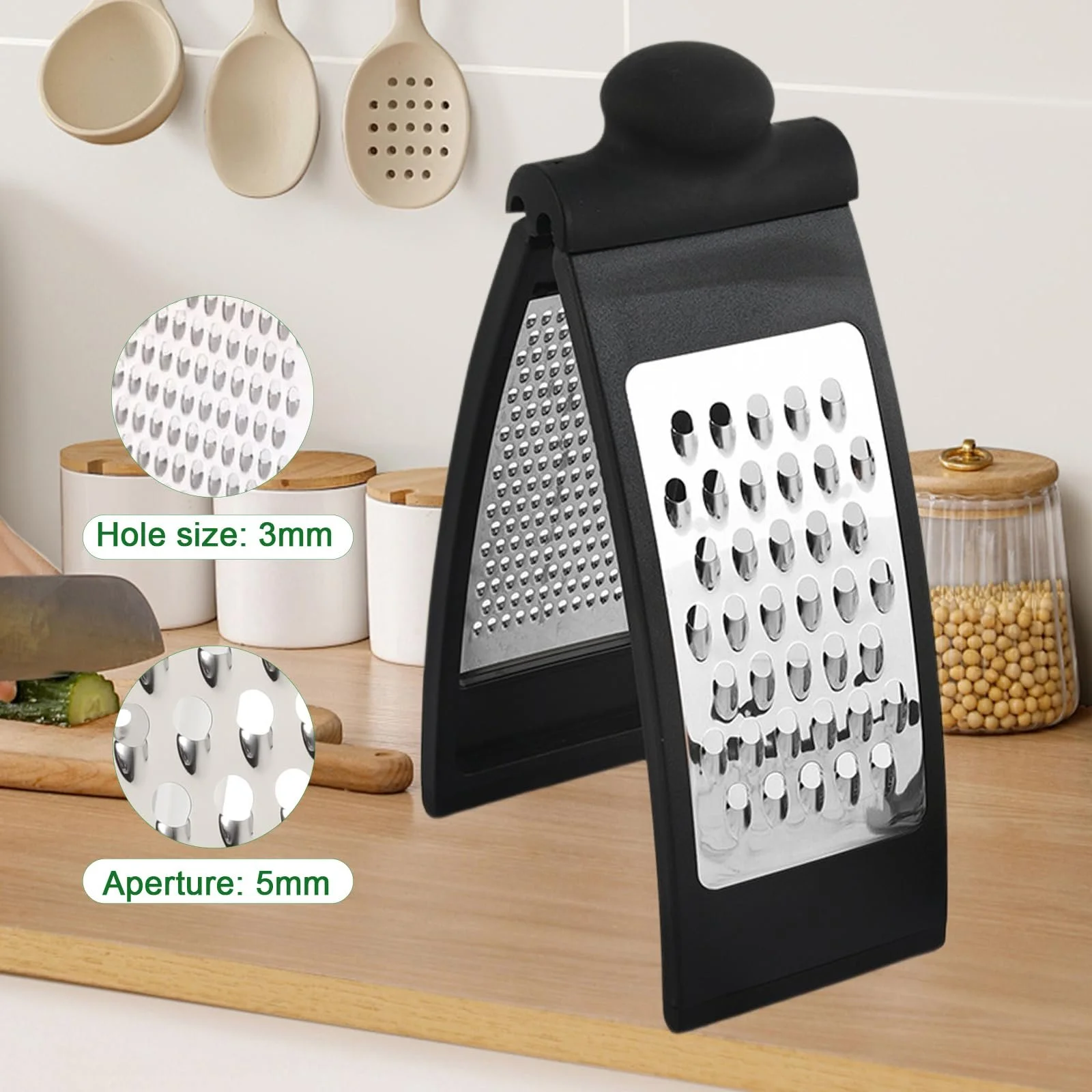 Терка Овочева складана з нержавіючої сталі з нековзною основою, фото №3