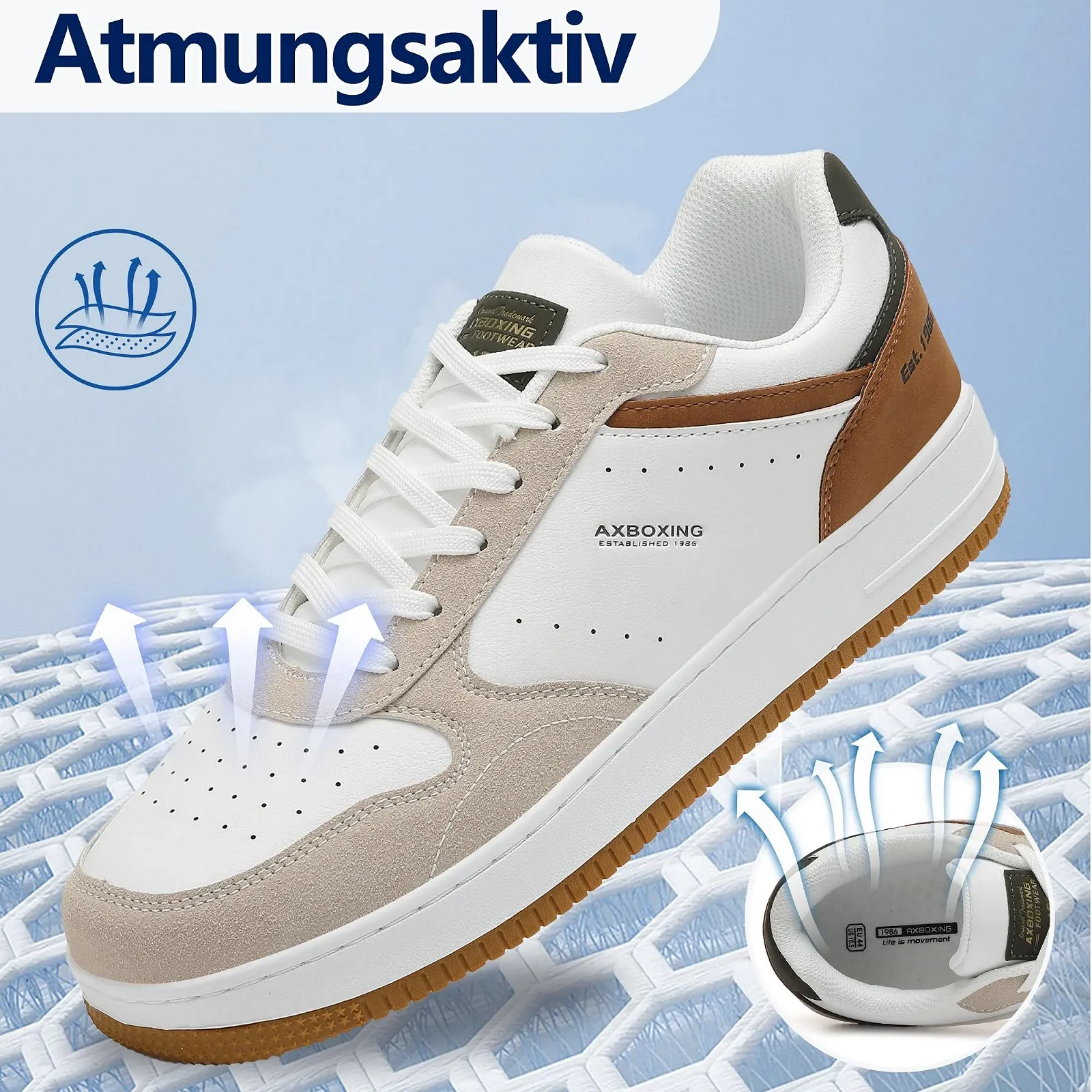 Кросівки AX BOXING Чоловічі Модні Чоловічі Кросівки Повсякденні Кросівки Дихаючі Легкі EU, фото №3