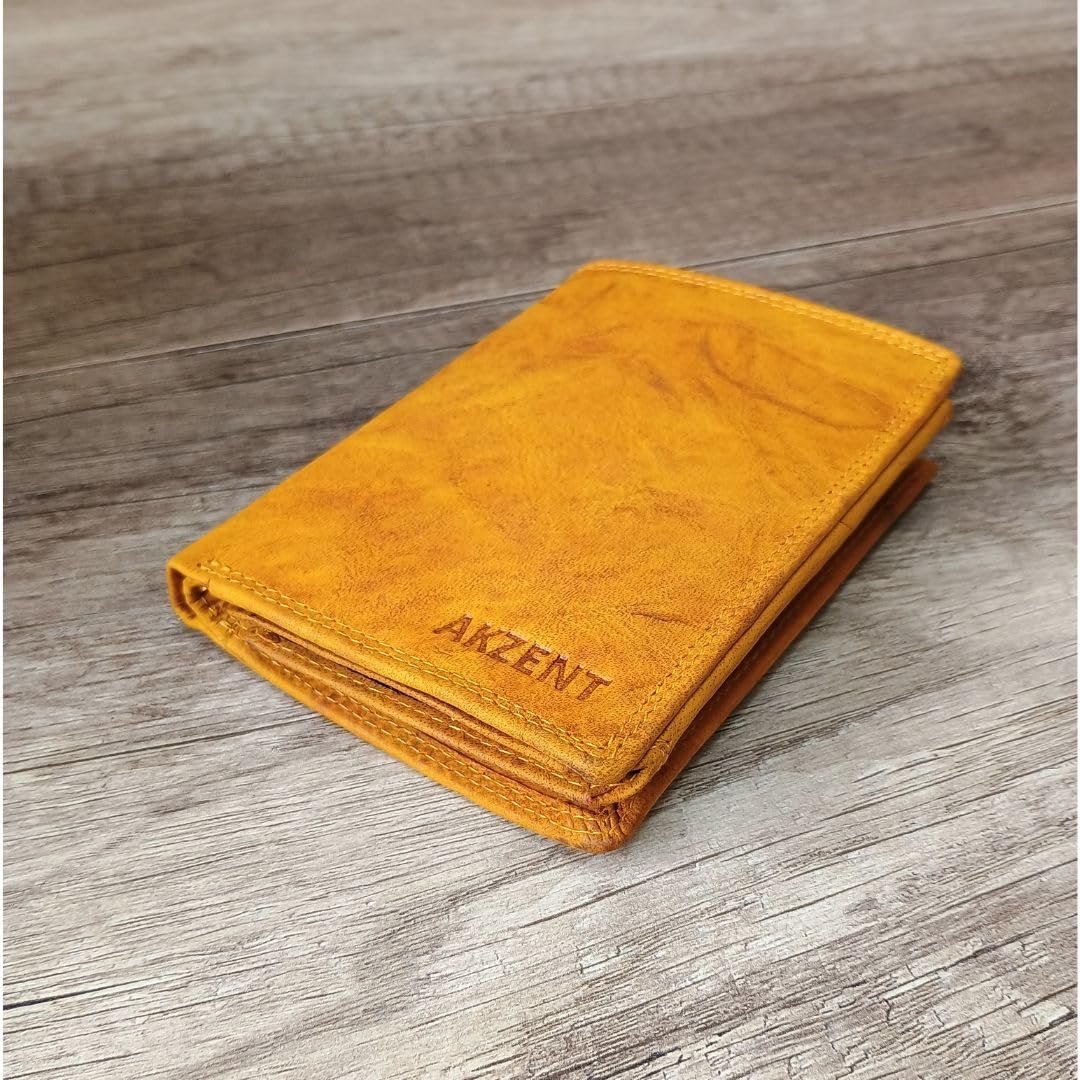 Шкіряний гаманець Ochre Yellow з RFID захистом, відділеннями для купюр, 11 слотами для карт, 4 кишенями, фото №5