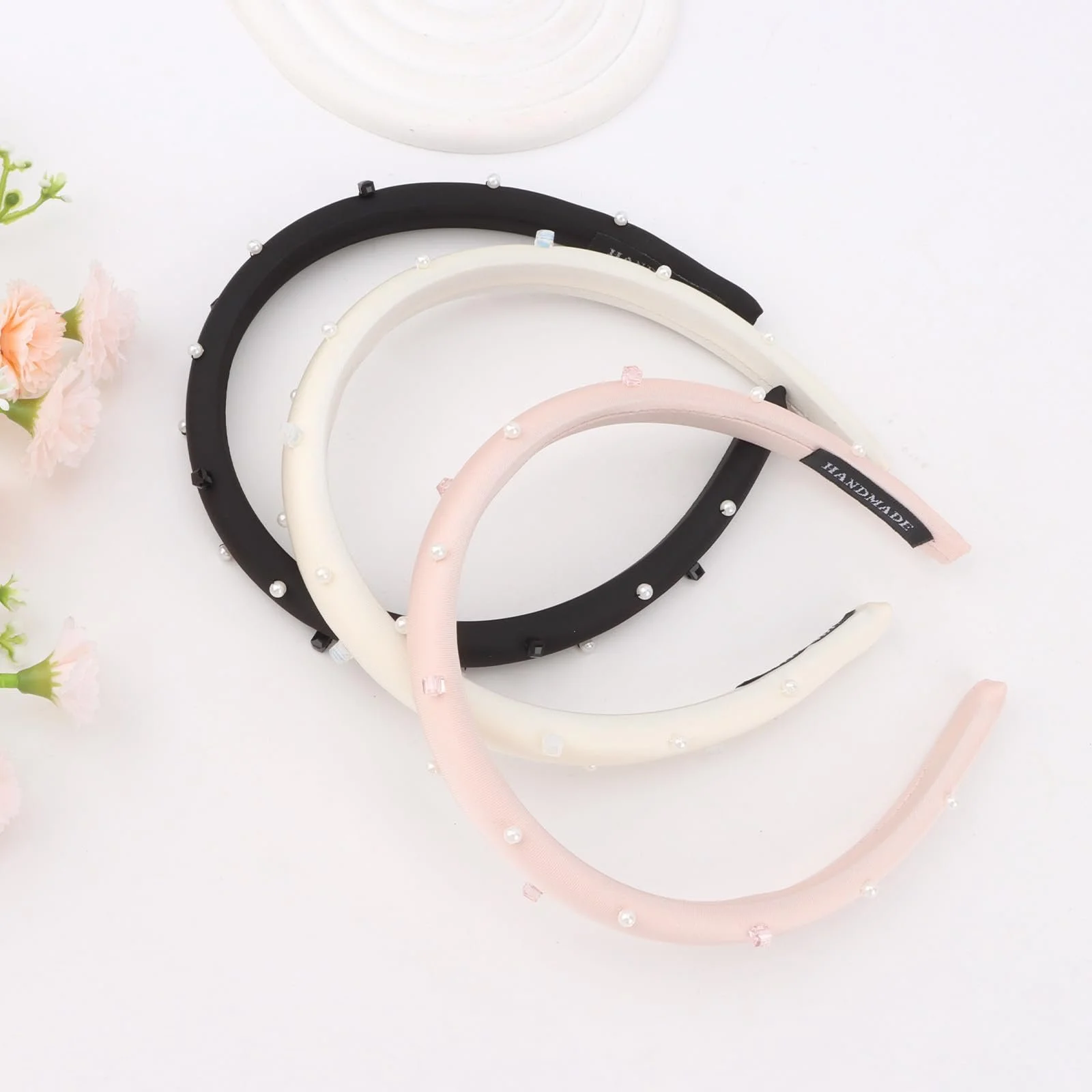 Набір з 3 вузьких обручів для волосся з перлинами, фото №7