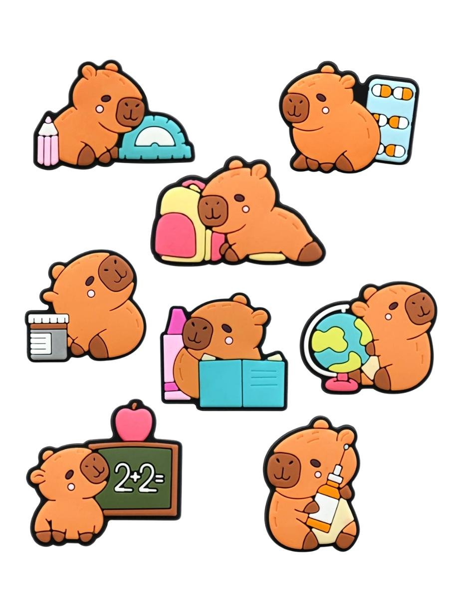Джибітси Капібара capybara Jibbitz 8 шт аксесуари Крокс прикраса Dz_158_3, фото №1