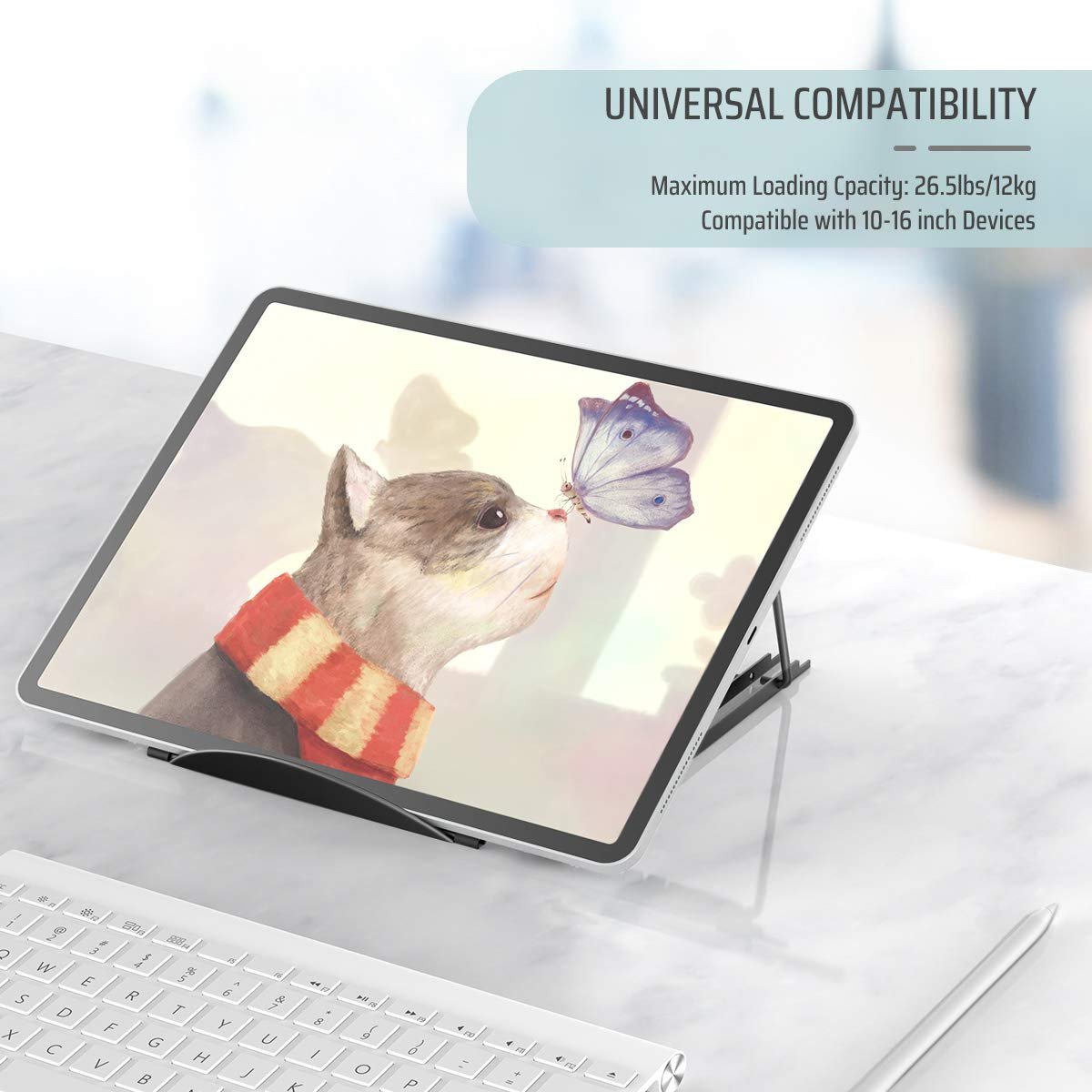 Подставка для ноутбука регулируемая по высоте многоугольная складная подставка из нержавеющей стали держатель для планшета для 10-15 дюймовых MacBook Pro/Air, фото №5