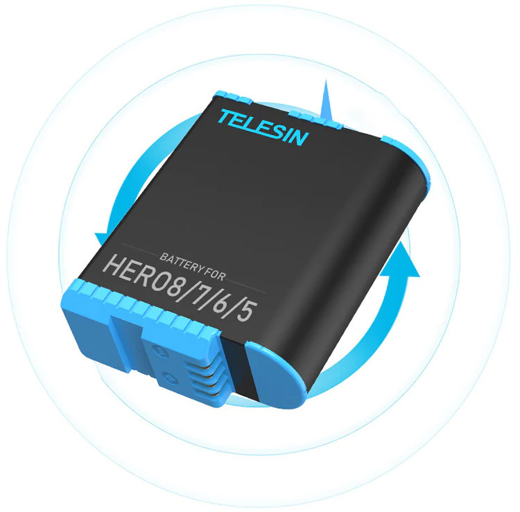 Зарядка GoPro 8/7/6/5 з двома акумуляторами Telesin BTR-802-B, фото №3