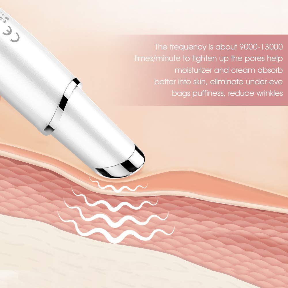 Масажер для очей TOUCHBeauty, вібраційний, з червоним LED світлом, підігрівом 40°C, акумуляторний, білий, фото №4