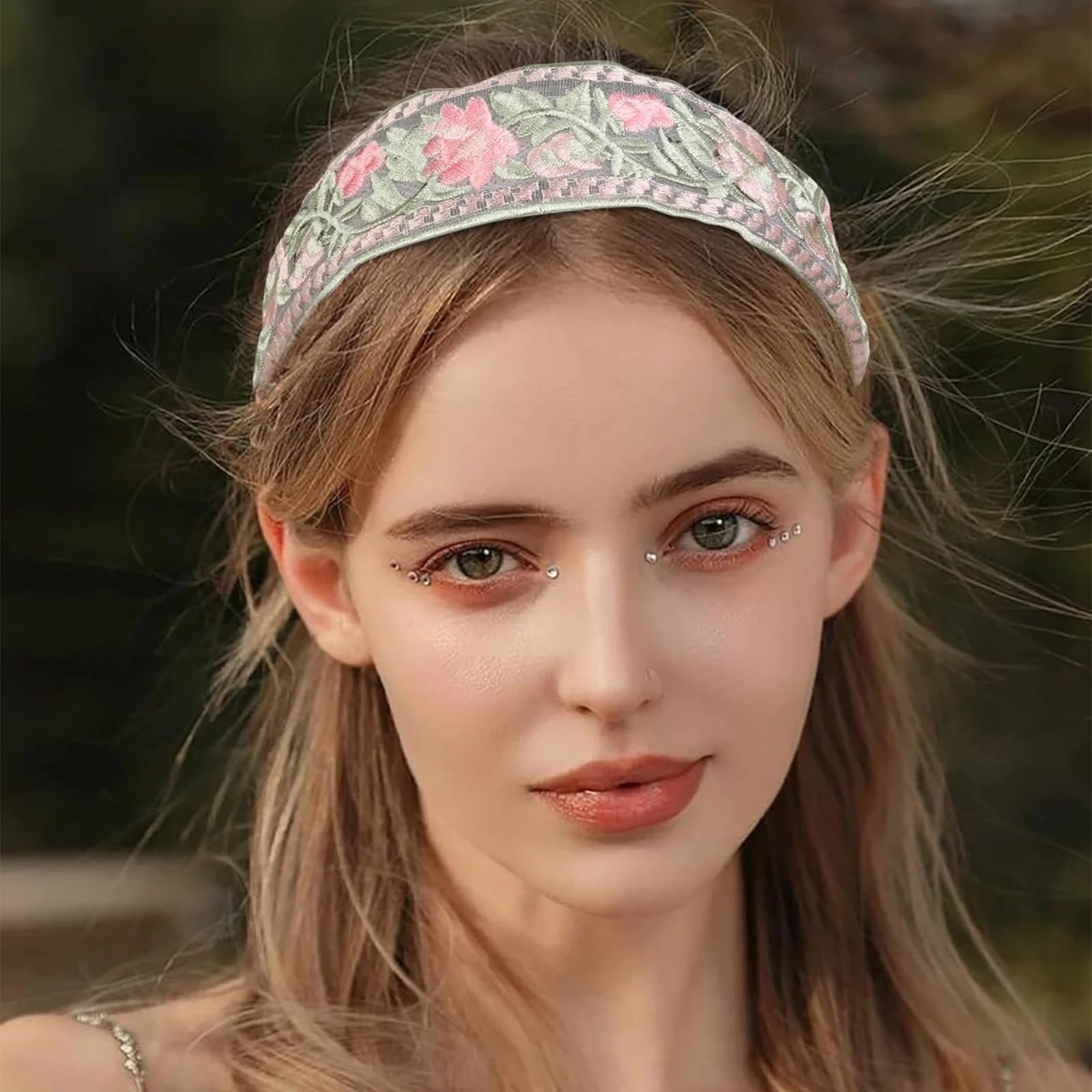 Набір з 3 жіночих обручів для волосся з квітковою вишивкою, фото №6