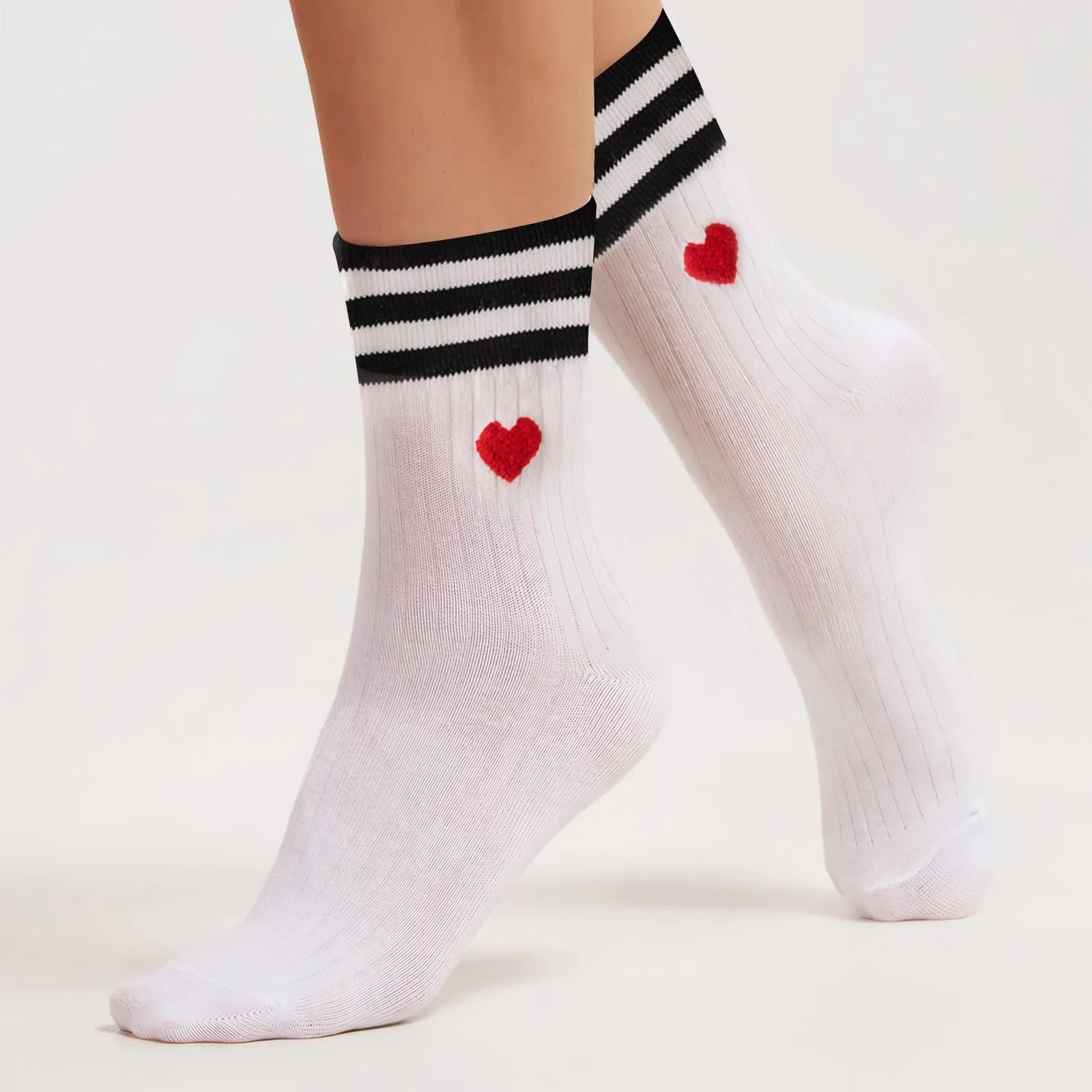 Жіночі тенісні шкарпетки Білий, 3 пари, Смужки Серце, 36-42, фото №5 Жіночі тенісні шкарпетки Білий, 3 пари, Смужки Серце, 36-42, фото №5