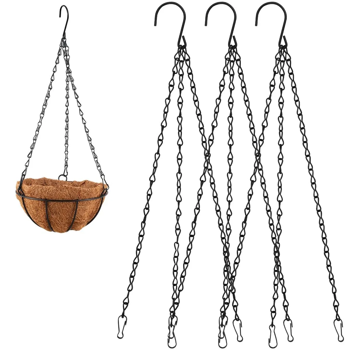 Набір з 3 підвісних ланцюгів з гачками регульовані металеві, фото №1 Набір з 3 підвісних ланцюгів з гачками регульовані металеві, фото №1