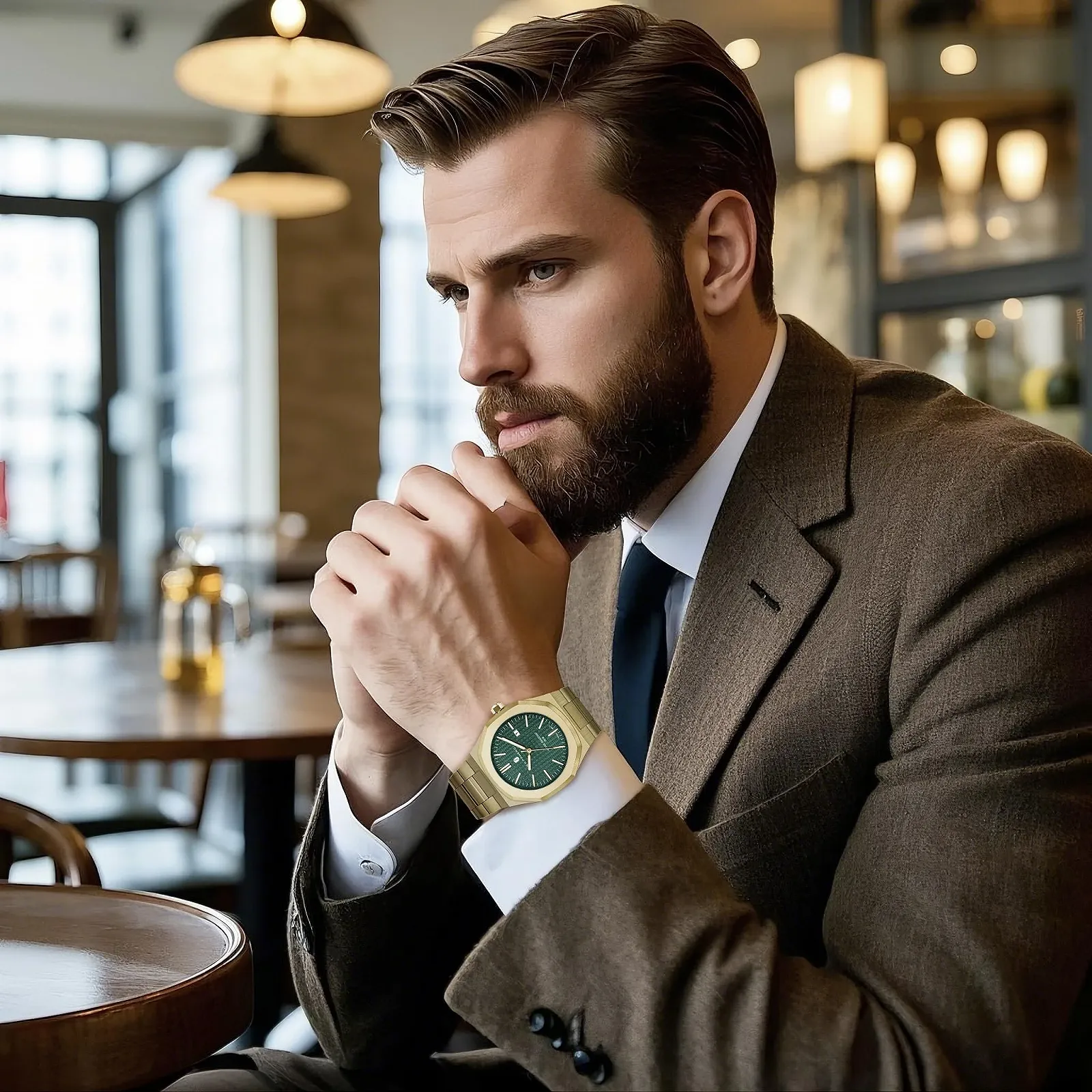 Часы SAPPHERO Мужские из нержавеющей стали 50 м Водонепроницаемые Классические Аналоговые Кварцевые с календарем, фото №2 Часы SAPPHERO Мужские из нержавеющей стали 50 м Водонепроницаемые Классические Аналоговые Кварцевые с календарем, фото №2