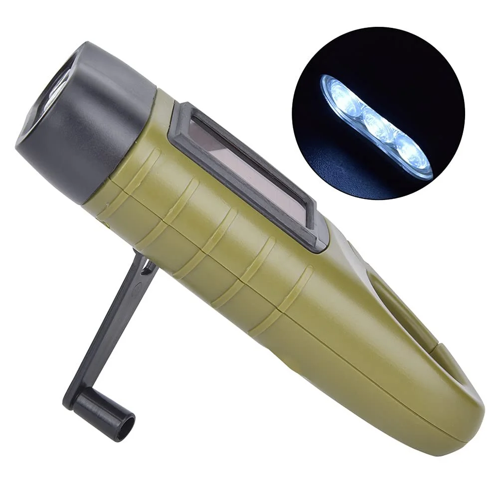 Ручний ліхтар LED Alomejor для кемпінгу, скелелазіння, пішого туризму, аварійний сонячний для активного відпочинку, ABS-пластик, чорний (зелений), фото №6