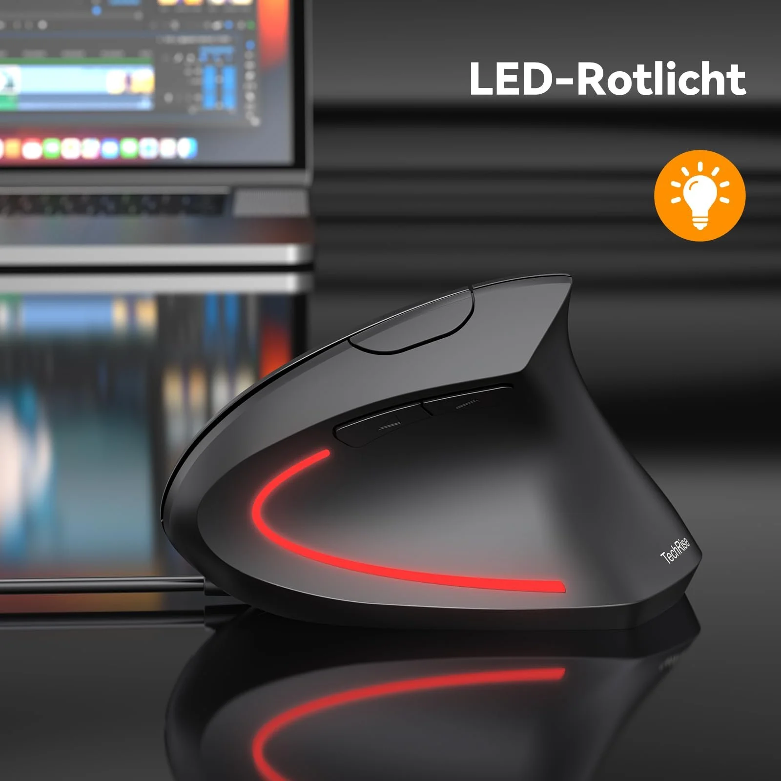 Мышь TechRise вертикальная эргономичная, 6400 DPI, 6 кнопок, оптическая, с кабелем, фото №6