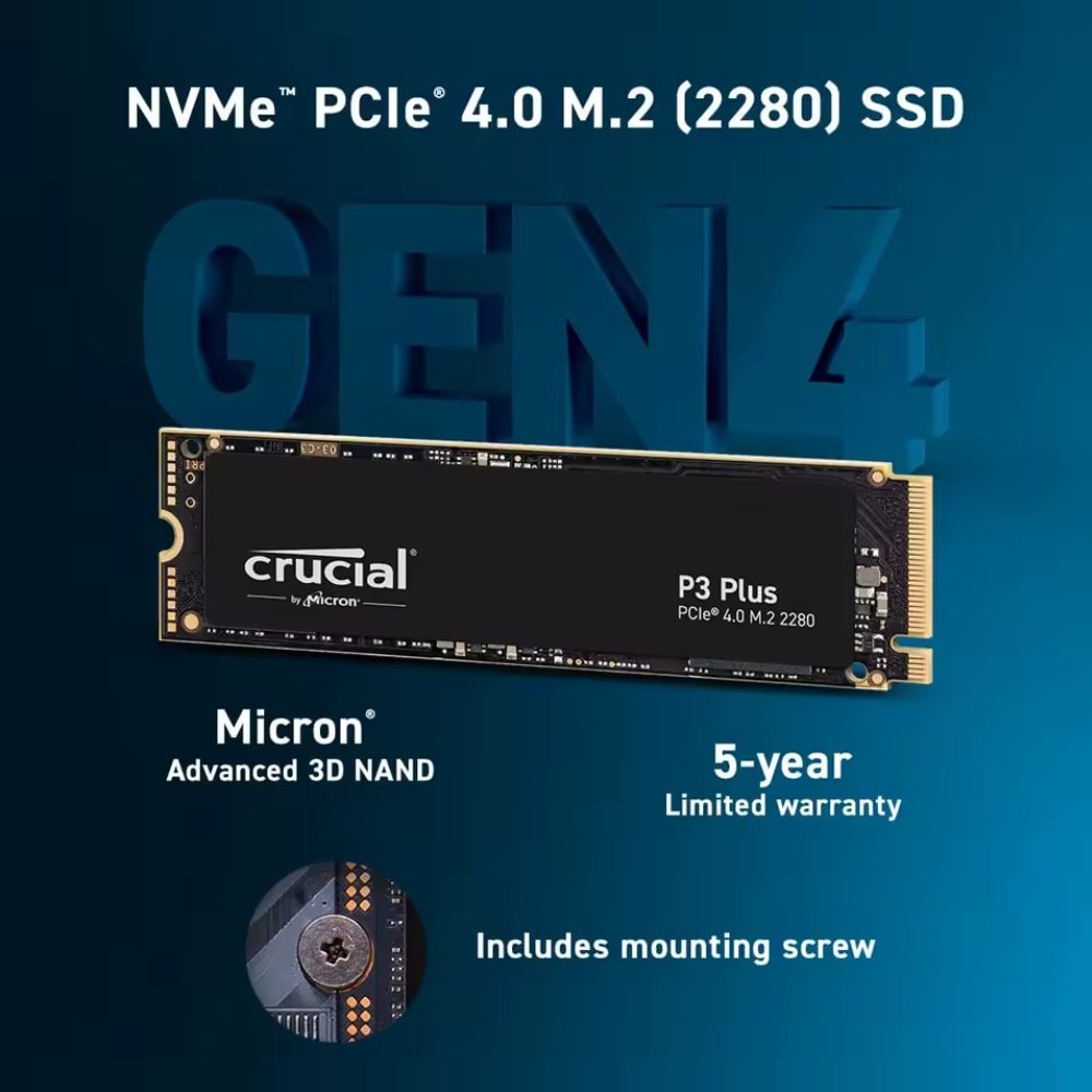 SSD накопичувач Crucial P3 PLUS 2TB QLC NAND M.2 NVMe 2280, фото №9