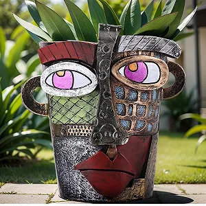 Горшок для цветов Лицо 18,5 см Резин Retro Graffiti - Фото 1