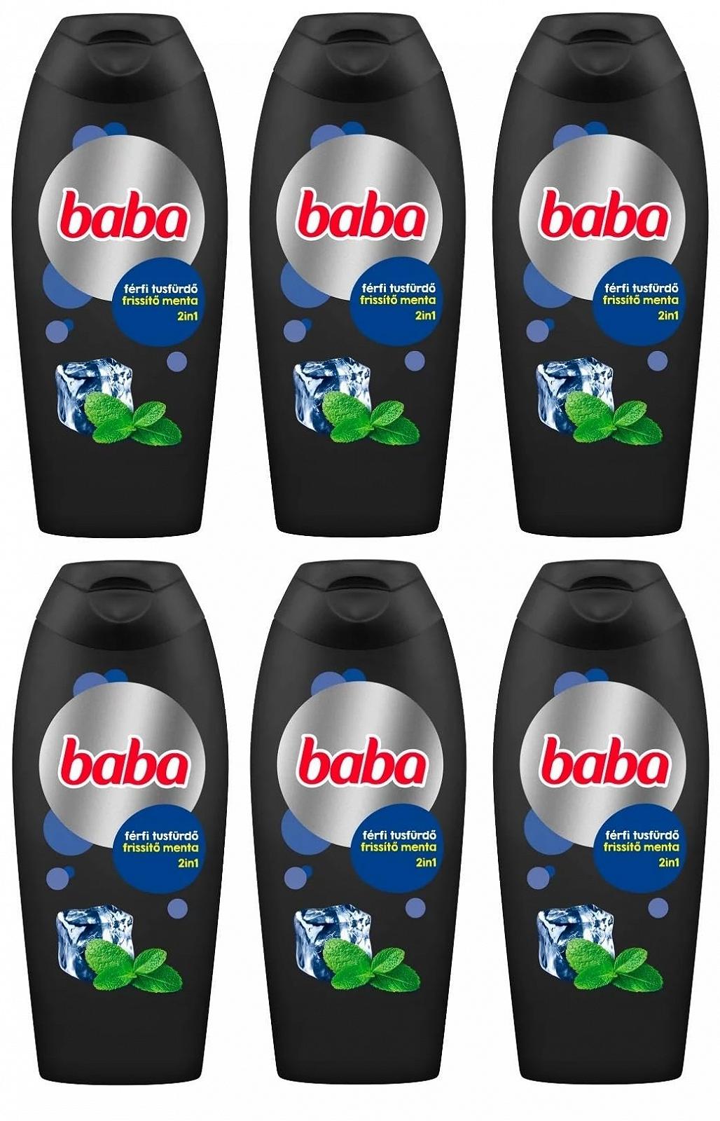 Гель для душу 2 в 1 BABA Men Fresh Mint зі свіжим ароматом м'яти 6 x 400 мл, фото №1