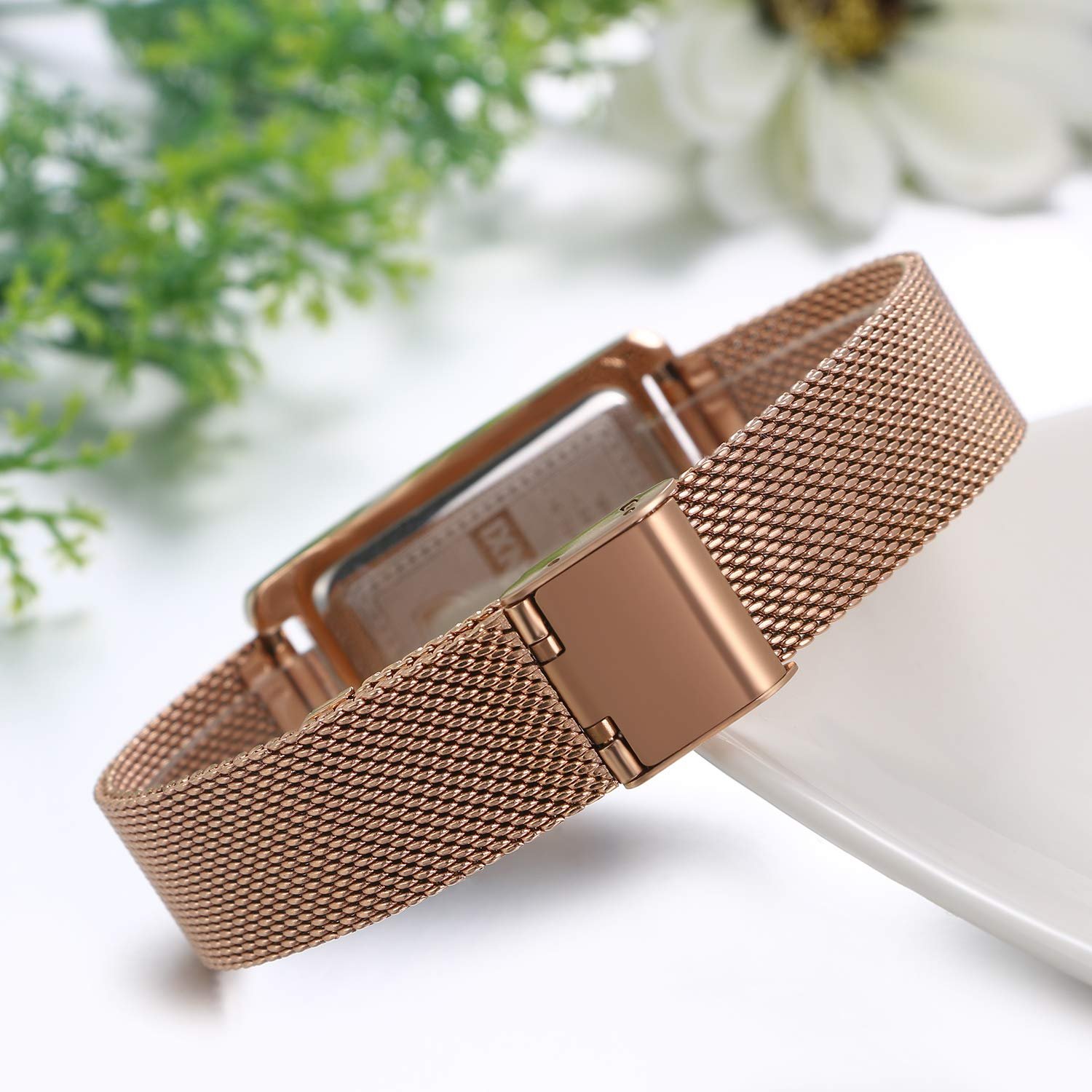 Женские часы JewelryWe Кварцевые Аналоговые Прямоугольный Циферблат с Римскими Цифрами Черный/Белый, фото №4 Женские часы JewelryWe Кварцевые Аналоговые Прямоугольный Циферблат с Римскими Цифрами Черный/Белый, фото №4