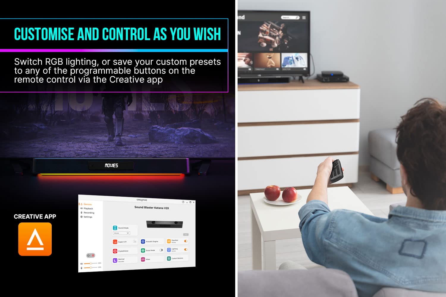 Саундбар CREATIVE Sound Blaster Katana V2X 2.1 HDMI ARC USB Audio SXFI Optical-In, фото №7