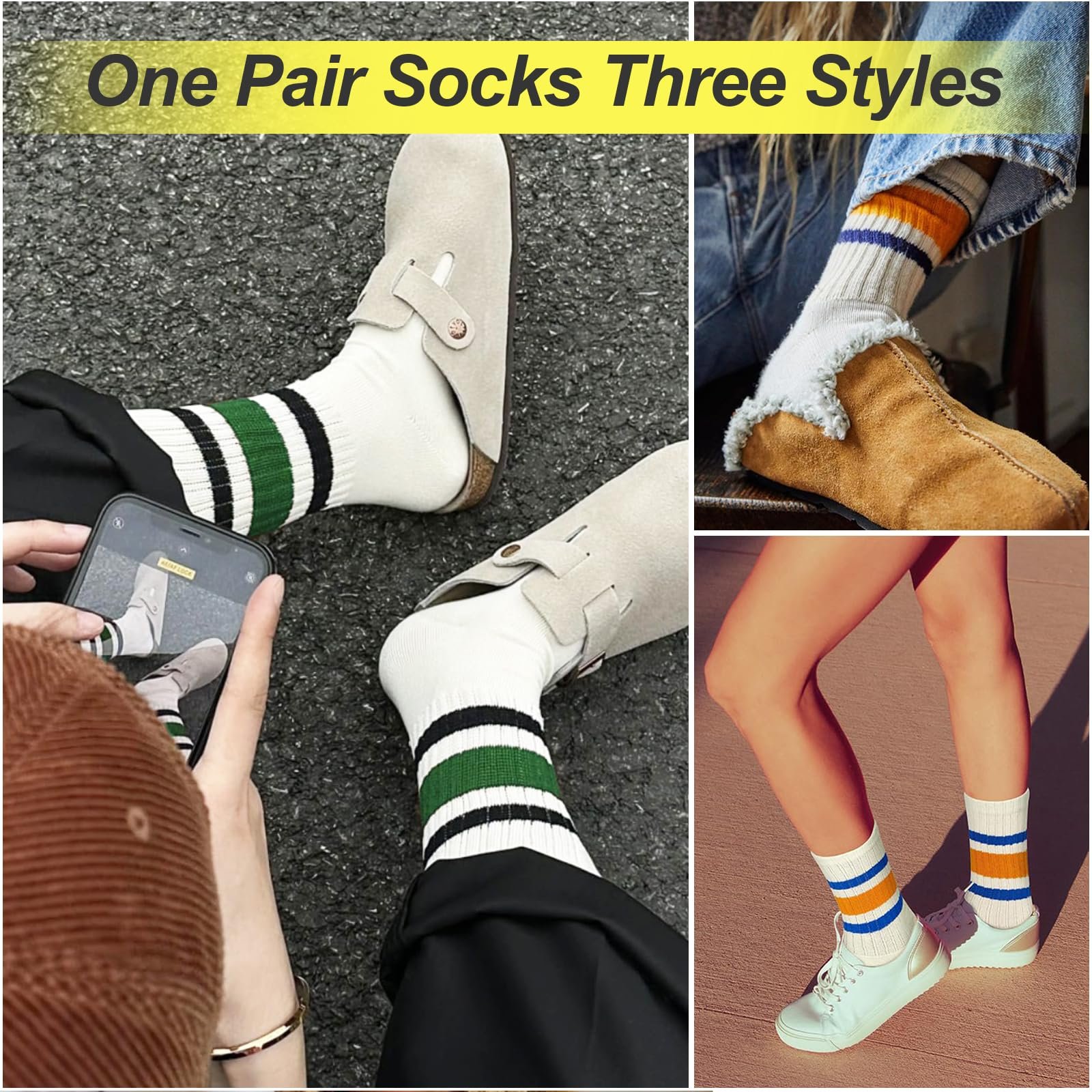 Носки Type Striped Crew Socks Brand Retro 80s Cotton Socks Model Sporty Y2k Gothic Socks Характеристики Casual Tube Socks multicoloured (3 пары), фото №4