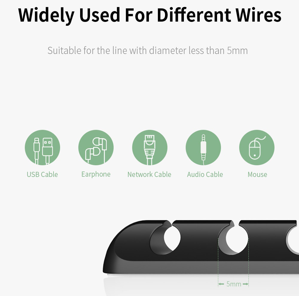 Держатель для кабеля клипса ESSAGER Soft-touch 5x5mm, фото №4