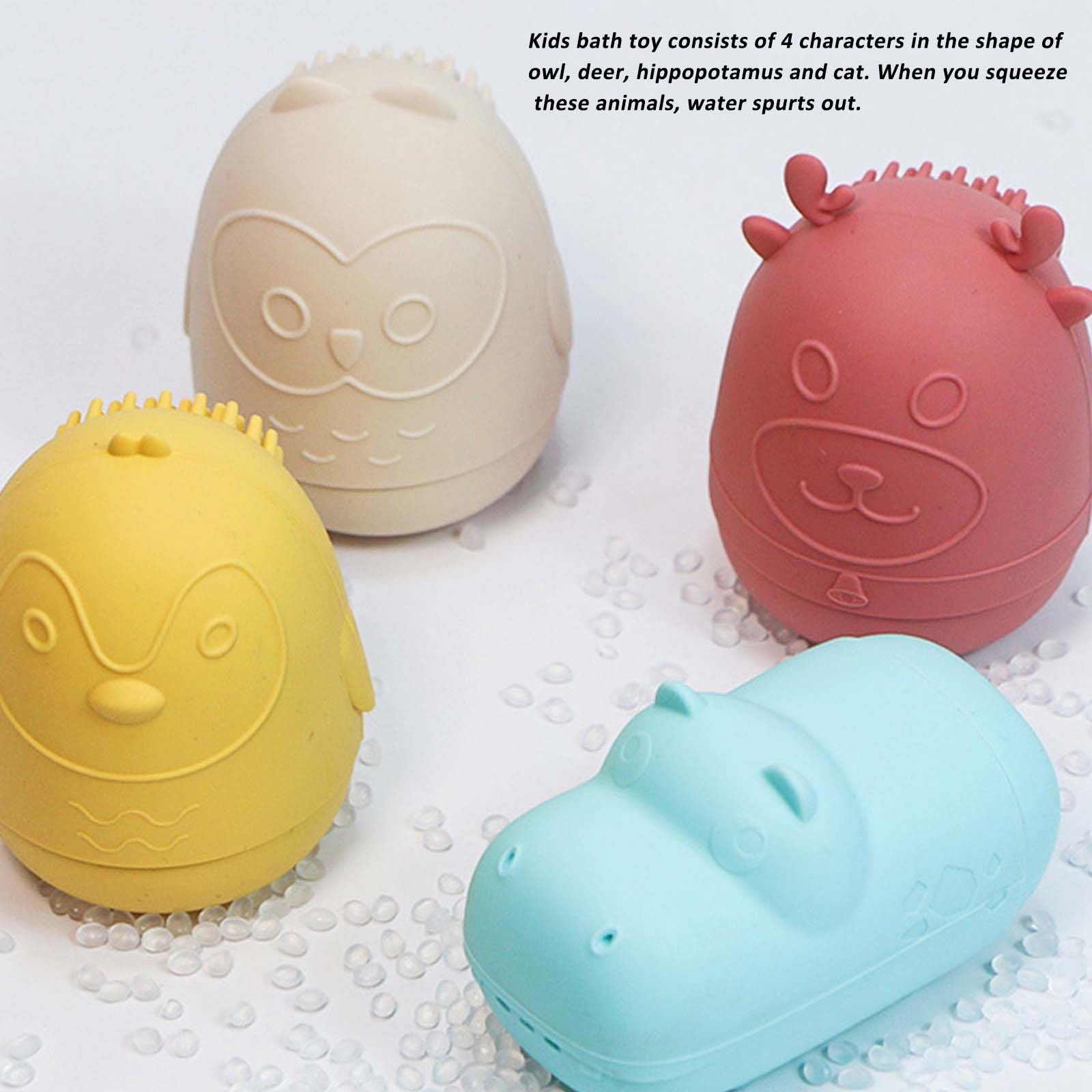 Набор игрушек для ванны Сова, олень, гиппопотам и кот, 4 шт., фото №4