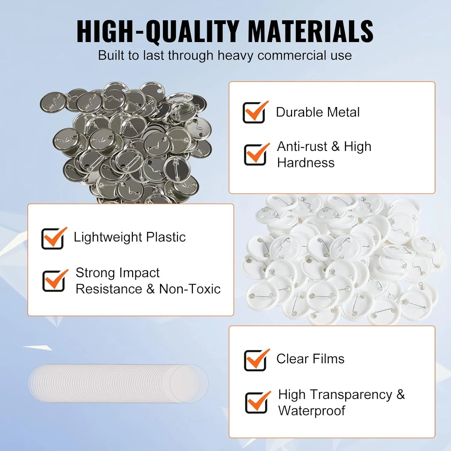 Набір деталей для значків-кнопок Vevor 32 мм Silver/White, фото №6