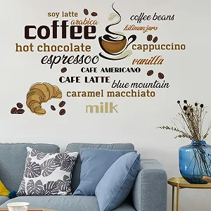 Наклейка на стіну Coffee Cup Coffee Beans Art Font 60 x 30 см - Фото 1