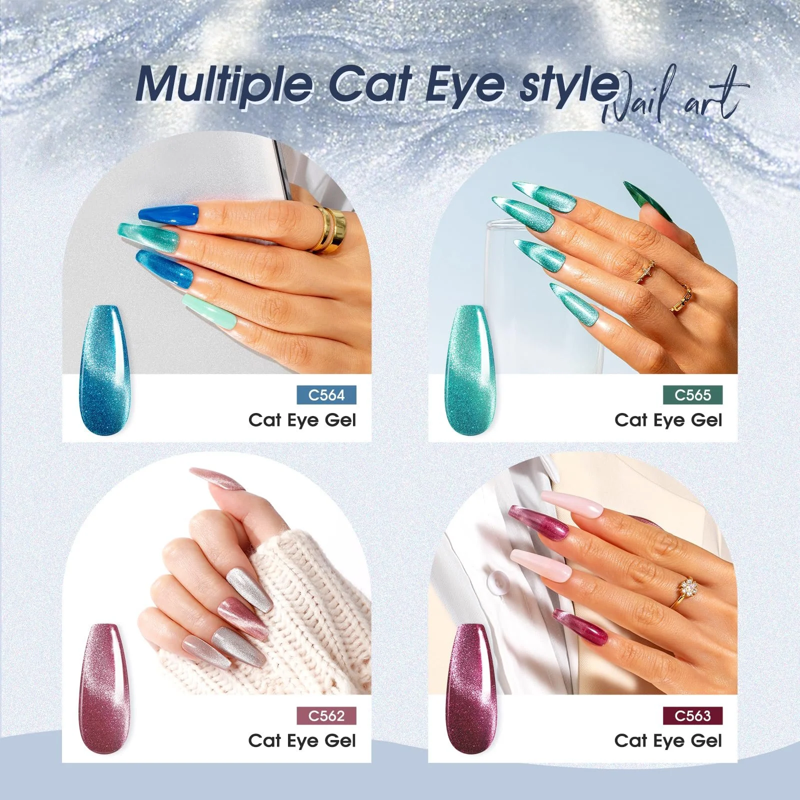 Гель-лак ROSALIND Magnetic 12 цветов Кошачий глаз, фото №5