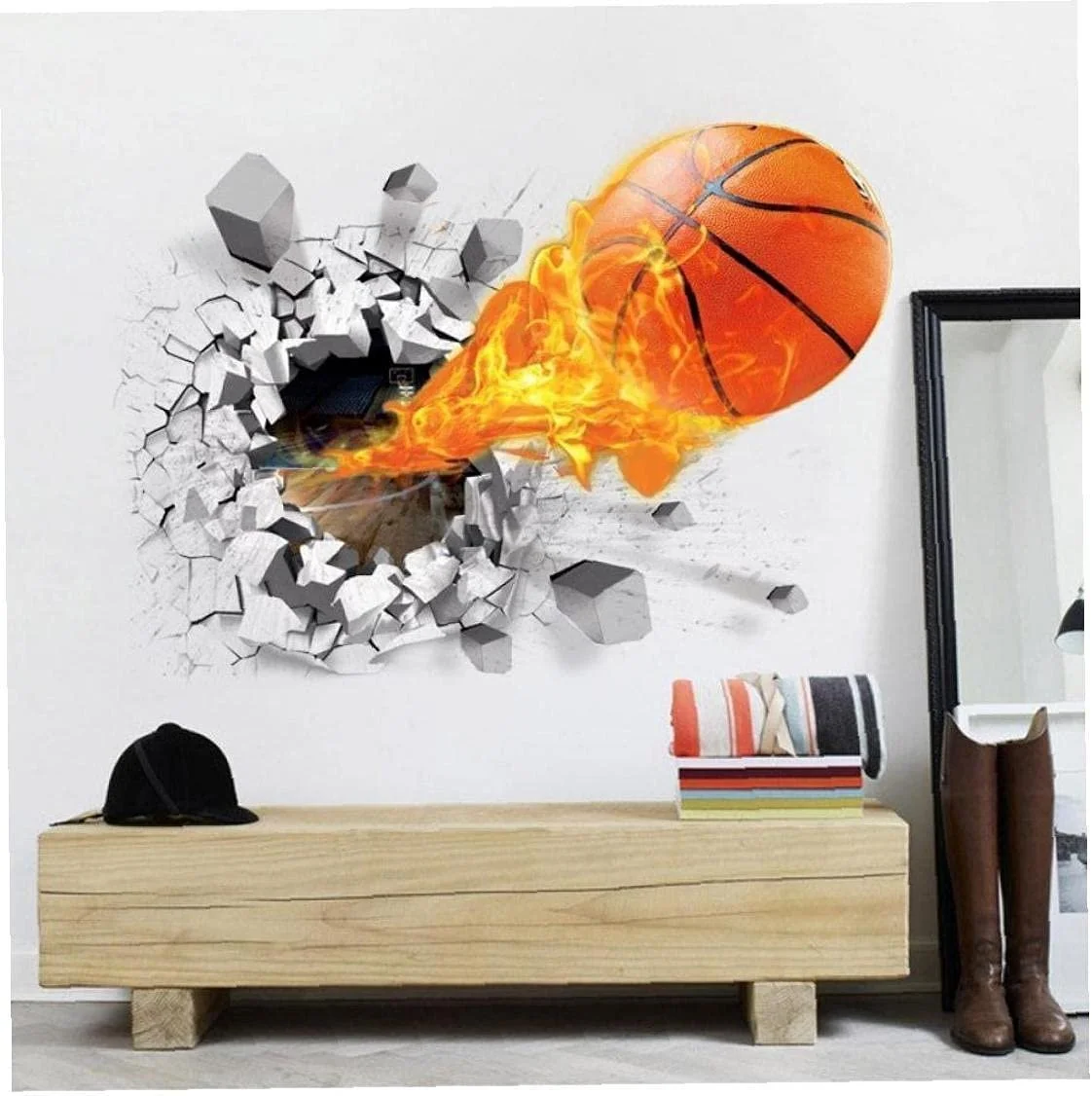 Наклейка на стіну 3D Баскетбол реалістична мультяшна для дитячої кімнати 40 x 60 см, фото №3