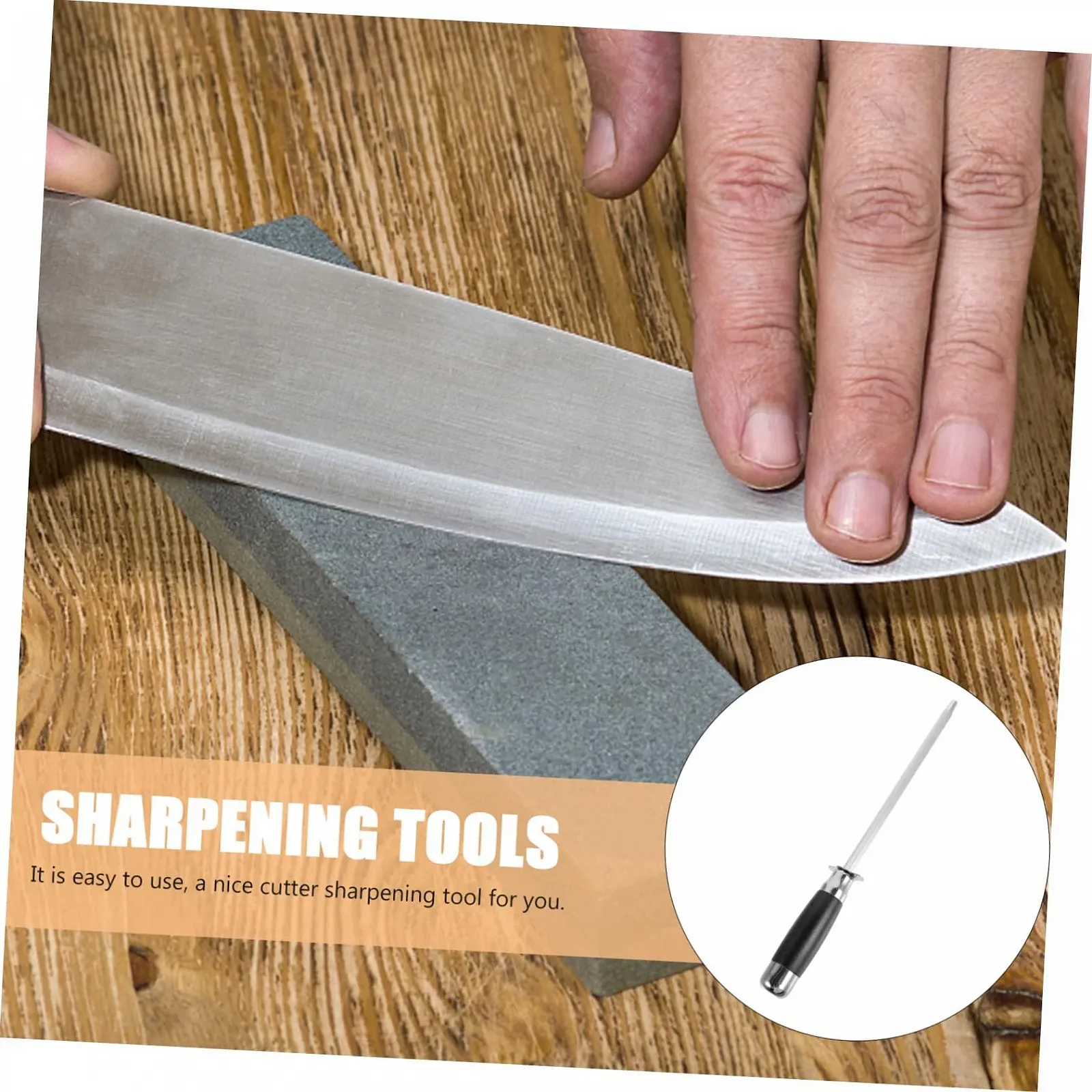 Мусат кухонный стальной с эргономичной ручкой для точной заточки, фото №4