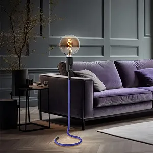 Настільна лампа Текстильна Ретро Синя в комплекті з LED лампою synthetic.ua - Фото 1