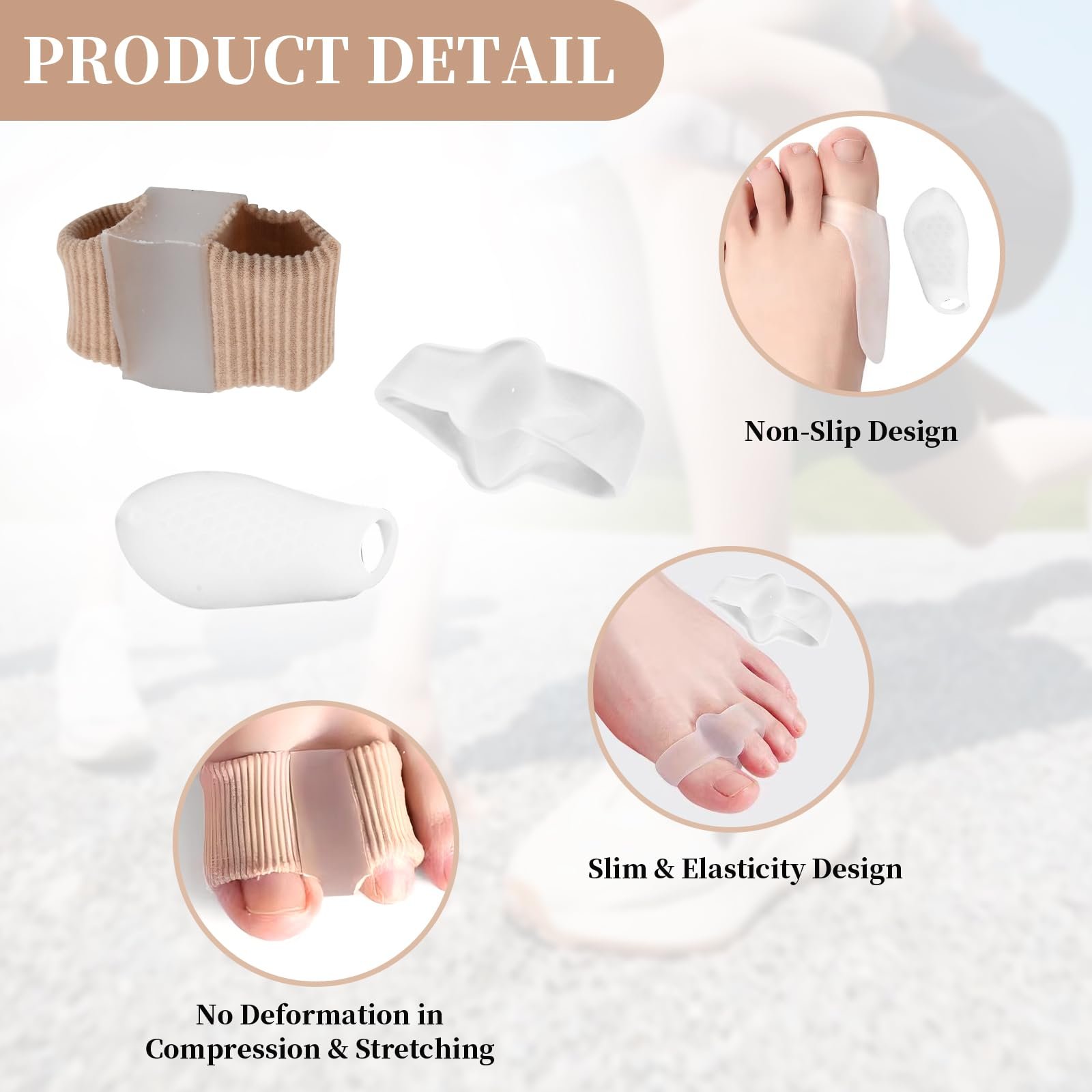 Роздільник для пальців ніг при вальгусній деформації, гелевий протектор, гнучкі м'які, фото №3