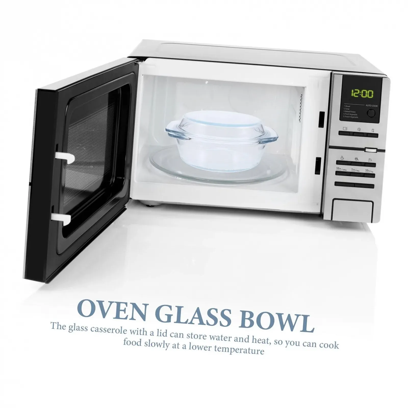 Форма для запікання Gatuida кругла скляна з кришкою термостійка для мікрохвильової печі та духовки, фото №4