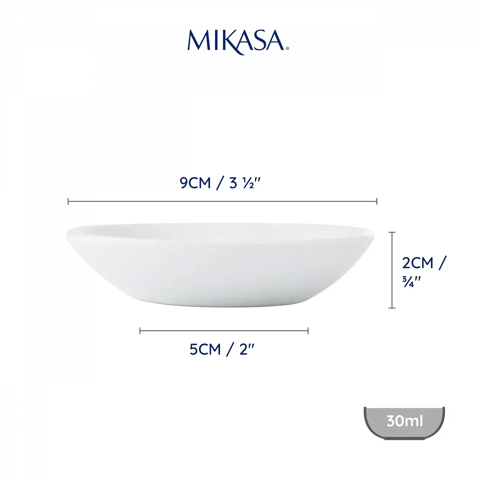 Миска MIKASA Круглая 9 см, белая, фарфоровая, глянцевая, набор 4 шт., фото №2
