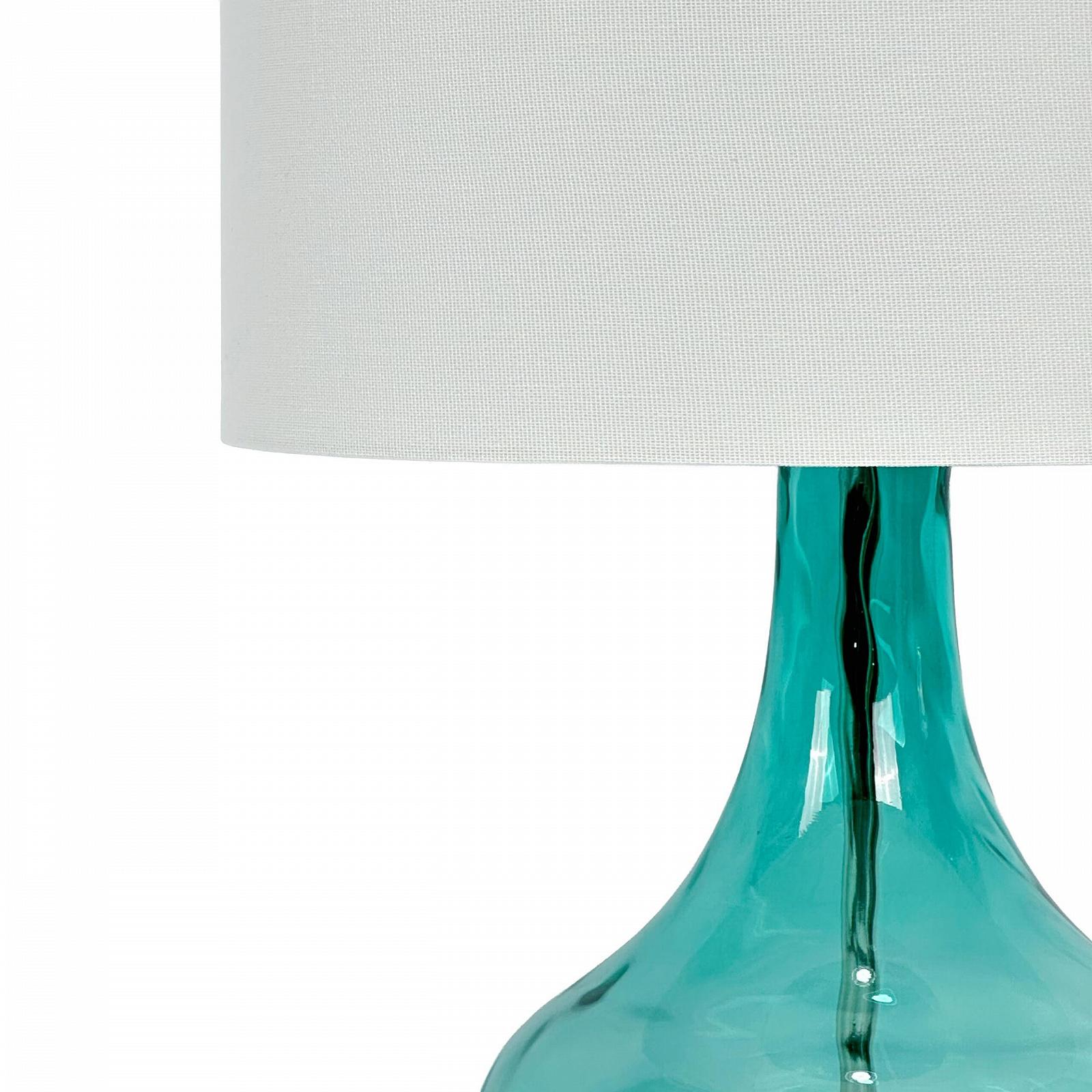 Настільна лампа Relaxdays зі скляною основою та тканинним абажуром E27 62 x 30,5 см Білий/Блакитний, фото №6